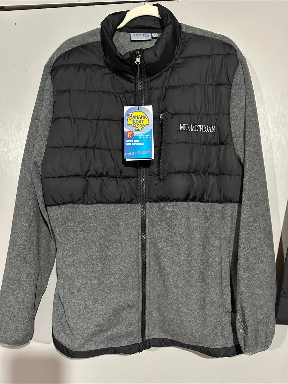 Banana Boat Men's Black & Gray Quilted Polar Fleece Jacket